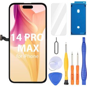 Ayake for iPhone 14 Pro Max Screen Replacement, 6.7 inch FHD LCD Display and Touch Digitizer Screen, True Tone Programmable, Face ID Remains (for A2651, A2893, A2896, A2895, A2894)