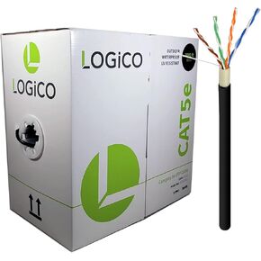 LOGICO Cat5e Unshielded Ethernet Network Cable CCA 1000ft Direct Burial UTP 350Mhz 24AWG