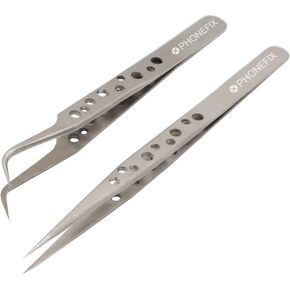 Electronic Industrial Tweezers Anti-static Curved Straight Tip Precision Stainless Forceps Phone Motherboard Repair Hand Tools Sets Eyelash Extension Tweezers