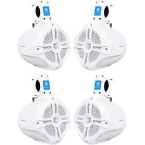 Rockville 2 Pairs RWB65W 6.5" White Marine Wakeboard Tower Speakers - 1000 Watts