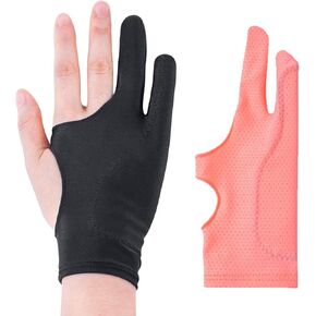 Artist Drawing Glove 3-Layer Palm Rejection [2 Pack Black and Pink]