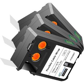 3 Pack Compatible with DYMO XTL Labels 1868807 Flexible Cable Wrap Label, Black on White 3/4 Inch x 18 Feet (19mm x 5.5m), for DYMO XTL Label Maker XTL 300 XTL 500