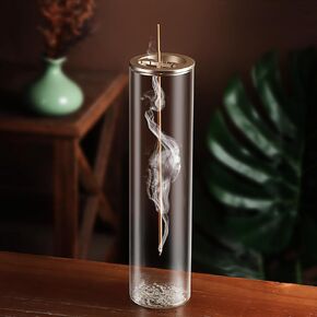 Incense Holder for Sticks [Anti-Ash Flying], Retro Incense Burner with Removable Glass Ash Catcher, Insence-Stick Holder with 9 Incense Holes for Home Decor Yoga Meditation in Kuwait