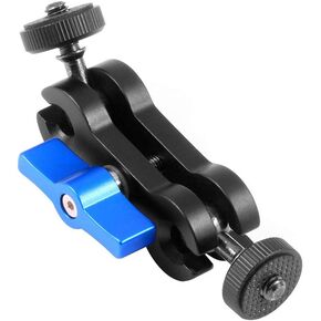 Andoer Double Ballhead Mount 1/4 Inch Screw Magic Ball Head Arm 360 Degree Rotation Anodisation Aluminum Alloy for Phone Gimbal Monitor Photography Handle