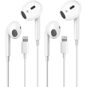 2 Packs Earbuds for iPhone Headphones Wired with Built-in Microphone and Volume Control,Compatible with iPhone 14/13/12/11/XR/XS/X/8/7/SE/Pro/Pro Max,Support All iOS System