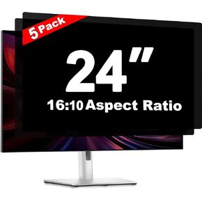 Anti-Spy Screen for Monitors – 30° Side-View Privacy + Anti-Glare | Snap-On/Adhesive Install | Fits Dell, HP, Samsung LG & More (24'' Privacy Screen (16:10), [5 Pack])