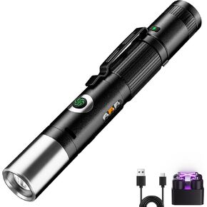 Rechargeable Small Flashlight 600 Lumens – 7-Mode Zoomable EDC Pocket Led Flashlight with Emergency Alarm, Multi-Color Side Lights, Magnetic Base, for Outdoor, Work, Home