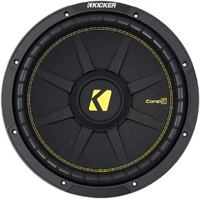 Kicker 44CWCD124 12 Inch CompC 300 Watt 4 Ohm Single Voice Coil SVC Subwoofer Factory Replacement Car Audio Sound System Bass w/ Ribbed Foam Surround (Renewed)