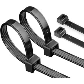 50 Pack Black Zip ties 24 Inch Heavy Duty Cable Ties 120lb Tensile Strength 0.3" Wide UV Resistant Zip Ties for Outdoor Indoor Use Electrical Wire
