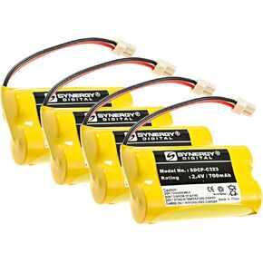 Synergy Digital Cordless Phone Batteries, Compatible with Vtech CS6129-41 Cordless Phone, (NI-CD, 2.4V, 700 mAh), Replacement for Sony BP-T50 Battery, Pack Includes: 4 x SDCP-C323 Batteries