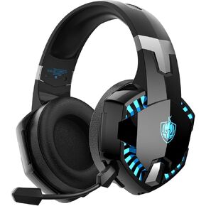 YOTMS PS5 Gaming Headset for PS4, PC, Switch, Wired Gaming Headphones with Mic, Over Ear Bluetooth Headphones only for Phone, Laptop, Tablet (Blue)