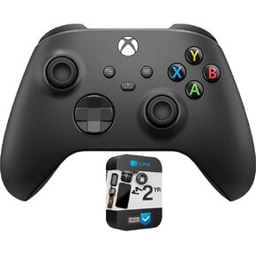 Microsoft QAT-00007 Xbox Wireless Bluetooth Controller with USB Carbon Black (Renewed) Bundle with 2 YR CPS Enhanced Protection Pack