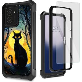 بالنسبة لحالة HMD Vibe مع واقي شاشة زجاجي مقسى ، طبقة مزدوجة TPU Soft Silicone Silrackproof Prochoved Cover for Nokia HMD Vibe N159V TA-1590 ، Purple Dragon in Kuwait