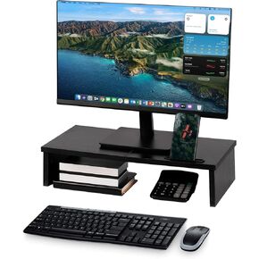 Monitor Stand Riser with Phone Holder, Monitor Stand for Desk, Computer Monitor Stand, Desk Shelf for Top of Desk, Desktop Organizer for Laptop, Printer, TV