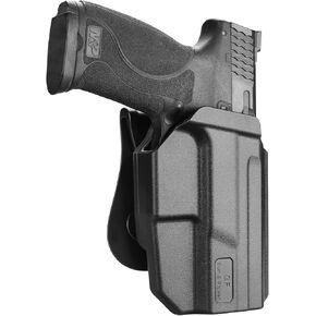 M&P 9MM OWB Holster for S&W M&P 9MM/.40 M2.0 Full Size 4.25'' and Compact 4'' 3.6'' - Soft Silicon Paddle, 360 Degrees Adjustable, Open/Outside Carry - Right Hand