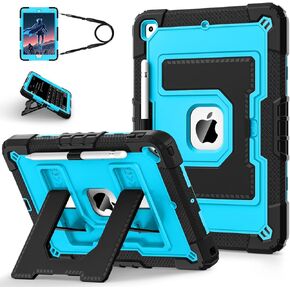 for iPad 9th/ 8th/ 7th Generation 10.2 Inch Kids Friendly iPad Case 9th Generation with Pencil Holder,Heavy Duty Shockproof Cover for i Pad 9th/8th/7th Gen 2021/2020/ 2019,Black Red