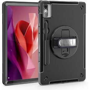 ZenRich Rugged Case for Lenovo Tab P12 12.7inch,Heavy Duty Shockproof Protective Case w/ [360 Rotating Kickstand] [Hand Strap][Shoulder Belt] for Lenovo Tab P12 2023/2024 Realease