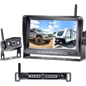 Leekooluu RV Camera Wireless HD 1080p 7 بوصة شاشة اللمس شاشة مفتاح DVR مسجل 2 محول الكاميرات الخلفية للتفريغ للمقاطع RVS Furrion Pre-Wired RVS Trucs Trucs IP69
