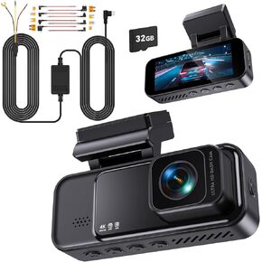Dash Cam 4K Front, Free 32G Card Built-in WiFi GPS 3.2" IPS Screen with App