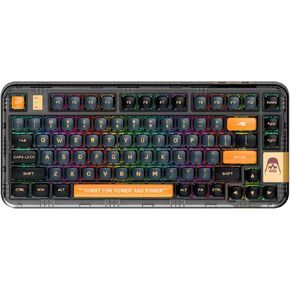 YUNZII CK75 Wireless Hot Swappable Mechanical Keyboard, Transparent Acrylic Gasket Mounted Keyboard for for Windows/Mac(Glory Switch,Black Knight)