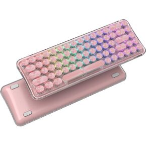 XVX K680 Typewriter Style Wireless Mechanical Keyboard, Bluetooth/2.4G/Wired Tri-Mode 65% Compact Gaming Mechanical Keyboard with RGB Backlit, Retor Computer Keyboard for Mac/PC/Win, Blue Switches