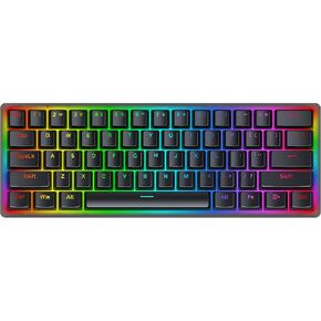60% Keyboard Mechanical, Mini Wired Gaming Keyboard Compact 60 Percent Keyboard, RGB Backlit Hot-Swappable Red Switch Fully Programmable for Windows Laptop PC Mac,K642 Black- Transparent