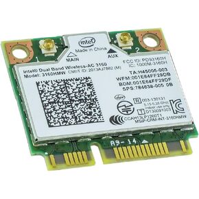 Intel 3160.HMWG.R Dual Band Wireless AC + Bluetooth Mini PCIe card Supports 2.4 and 5.8Ghz B/G/N/AC Bands with Mounting Screws