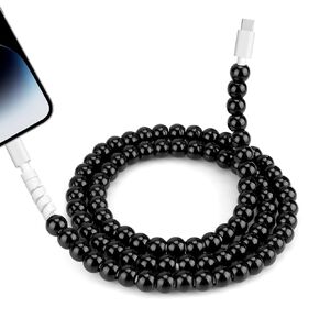 Coolden for iPhone Charger Cord 3.3FT USB C to iPhone Cable for iPhone Charger Fast Charging 66W Stylish Black Beaded Charging Cord for Men Women for iPhone 14 13 12 11 Pro Max XR XS iPad Pro/Air/Mini
