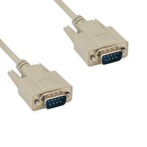 KENTEK 15 Feet FT DB9 9 Pin Serial RS-232 Cable Cord 28 AWG Male to Male M/M Molded Straight-Through D-Sub Port Beige for PC Mac Linux Data