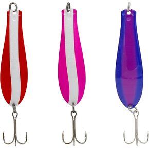 Doctor Spoons Orginal Fishing Lures 3 Pack - Made in USA - Saltwater & Freshwater - Premium Eagle Claw Hook - Walleye, Bass, Northern, Pike, Salmon, Trout, Striper & More - Casting, Jigging, Trolling
