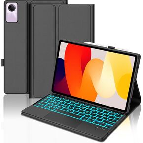 for Xiaomi Redmi Pad SE 11 inch 2023 Case with Keyboard, 7Color Backlit, Multi-Touch Trackpad, Detachable Wireless Bluetooth Folio Keyboard Case with Pen Holder, Light & Thin, Rechargeable, Black
