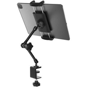 Portable Monitor Mount, [Foldable Overhead Arm] Aluminum Alloy Tablet Stand for Desk, Bed, Under Cabinet, Screen Desk Mount for iPad Pro/Air/Mini/Kindles/Galaxy, 4.7"-15.6"