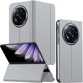 for Oppo Find N5 Flip Case, Classic PU Leather Flip Cover [Magnetic Closure] [Camera Protector] [Hinge Protection] Hard PC Bumper Slim Full Coverage Stand Flip Case for Oppo Find N5 Purple