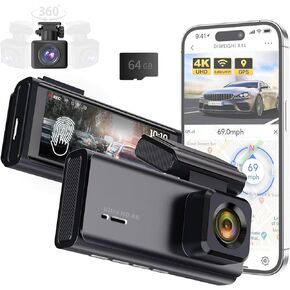 4K Dash Cam Front and Rear, Car Camera, Dash Camera for Cars 2160P+1080P HDR/WDR, Dual Dashcam with ADAS, Super Night Vision, 24H Parking Mode, Loop Recording