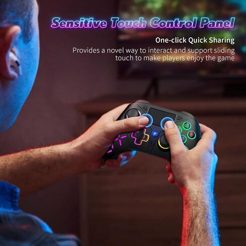 GAMROMBO LED جهاز التحكم اللاسلكي لـ PS5/PS5 PRO/PS5 مع محول 2.4 جرام ، متوافق مع PS4/SWIST/Windows ، لوحة الاهتزاز المزدوجة مع وظيفة Marco/Turbo in Kuwait