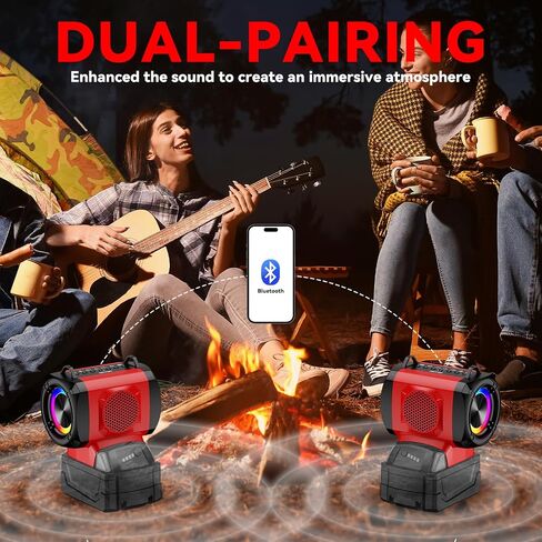 Bluetooth Speaker for Milwaukee 18V Battery, 20W Portable Mini Stereo Sound Speaker with USB-A/C Fast Connector, 3 Colorful Modes and TWS Pairing, Suitable for Camping, Home, Jobsite and Party in Saudi Arabia