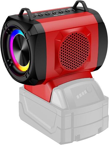 Bluetooth Speaker for Milwaukee 18V Battery, 20W Portable Mini Stereo Sound Speaker with USB-A/C Fast Connector, 3 Colorful Modes and TWS Pairing, Suitable for Camping, Home, Jobsite and Party in Saudi Arabia