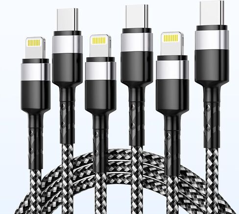 USB C إلى كبل البرق ، 3pack (6.6/6.6/10ft) كبل الشاحن السريع iPhone ، [Apple MFI معتمد in Saudi Arabia