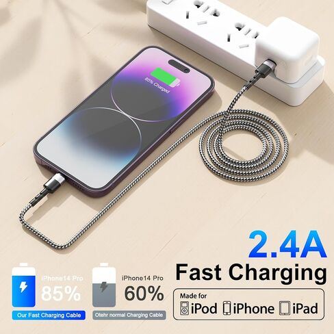 USB C إلى كبل البرق ، 3pack (6.6/6.6/10ft) كبل الشاحن السريع iPhone ، [Apple MFI معتمد in Saudi Arabia