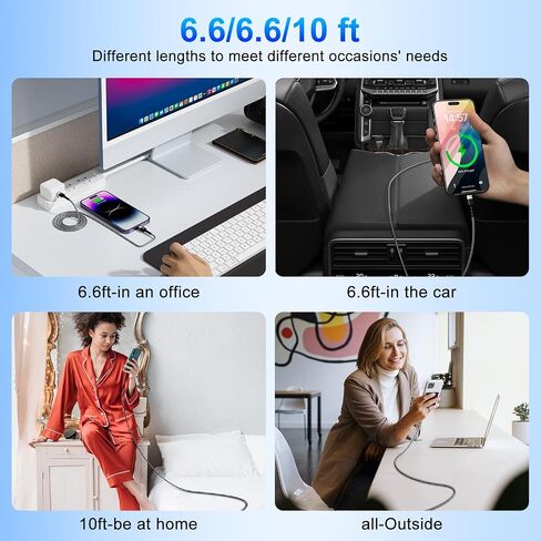 USB C إلى كبل البرق ، 3pack (6.6/6.6/10ft) كبل الشاحن السريع iPhone ، [Apple MFI معتمد in Saudi Arabia