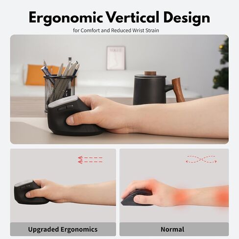 Uineer Ergonomic Vertical Mouse, 2.4G Wireless Mouse, Rechargeable, 4-DPI in Kuwait