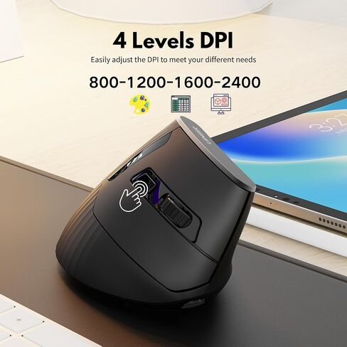 Uineer Ergonomic Vertical Mouse, 2.4G Wireless Mouse, Rechargeable, 4-DPI in Kuwait
