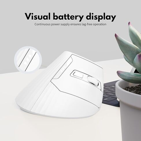 الماوس اللاسلكي الرأسي ، 2.4 جرام من الماوس القابل لإعادة الشحن مع مؤشر البطارية ، 4 مستويات DPI ، تصميم مريح للراحة وسلالة المعصم المخفضة ، مثالية للاستخدام في المنزل ، والمكتب (أسود) in Kuwait