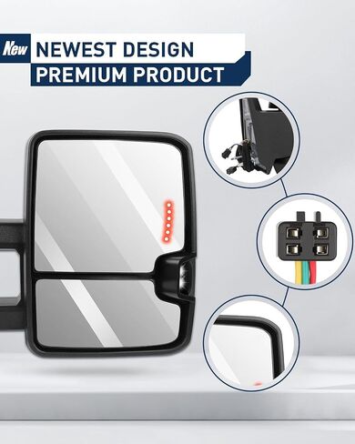 ECCPP Towing Mirrors for 1988-98 for Chevy for GMC for C/K 1500 2500 3500 Black Cover Power LED Turn Signal Pickup Mirrors in Saudi Arabia