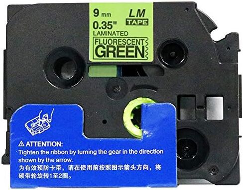 1/Pack LM TAPES-LMED21 Premium 3/8 "طباعة سوداء على ملصق خضراء ساطع متوافق مع شريط P-Touch Tze-D21 ويتضمن دليل لون/حجم الشريط. يستبدل TZ-D21 9mm 0.35 مغلفة. in Kuwait