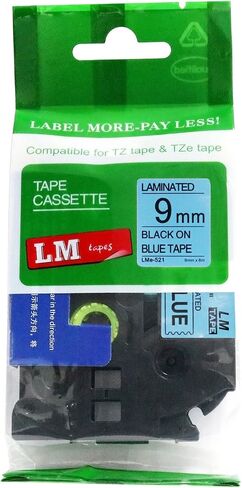 1/Pack LM TAPES-LMED21 Premium 3/8 "طباعة سوداء على ملصق خضراء ساطع متوافق مع شريط P-Touch Tze-D21 ويتضمن دليل لون/حجم الشريط. يستبدل TZ-D21 9mm 0.35 مغلفة. in Kuwait
