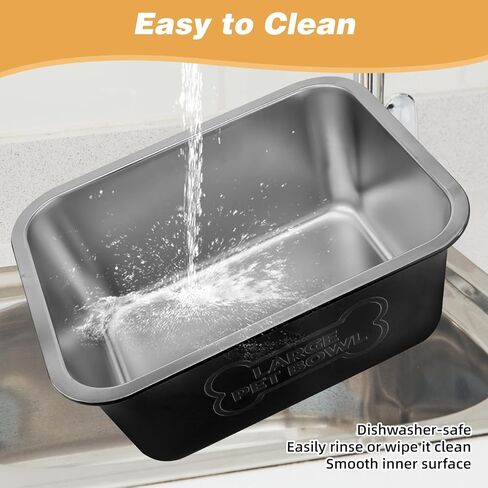 وعاء مياه كبير للكلاب من لونيبيتو بسعة 2 جالون، أوعية معدنية للكلاب من الفولاذ المقاوم للصدأ، وعاء طعام للحيوانات الأليفة بسعة كبيرة، طبق ماء للاستخدام الداخلي والخارجي للكلاب الكبيرة والعملاقة، مقاس 12.6 بوصة × 8.7 بوصة × 5.9 بوصة in Kuwait