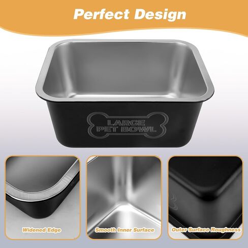 وعاء مياه كبير للكلاب من لونيبيتو بسعة 2 جالون، أوعية معدنية للكلاب من الفولاذ المقاوم للصدأ، وعاء طعام للحيوانات الأليفة بسعة كبيرة، طبق ماء للاستخدام الداخلي والخارجي للكلاب الكبيرة والعملاقة، مقاس 12.6 بوصة × 8.7 بوصة × 5.9 بوصة in Kuwait