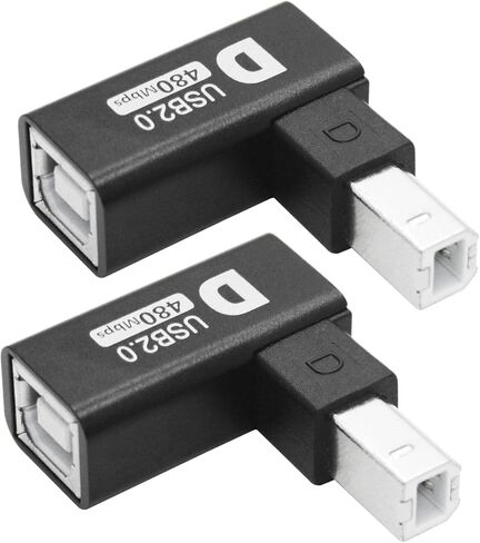 90 درجة محول موصل الطابعات USB 2.0 ، الزاوية اليسرى USB من النوع B من الموسع الإناث ونقل البيانات 480 ميغابت في الثانية ، قذيفة معدنية ، للطابعة ، الماسحة الضوئية ، الفاكس ، خلاط البيانو ، إلخ - 2pcs in Kuwait