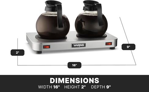 Waring Commercial WCW10 Café Deco Single Coffee Carafe Warmer, 120V, 5-15 Phase Plug, Single Burner Silver in Saudi Arabia
